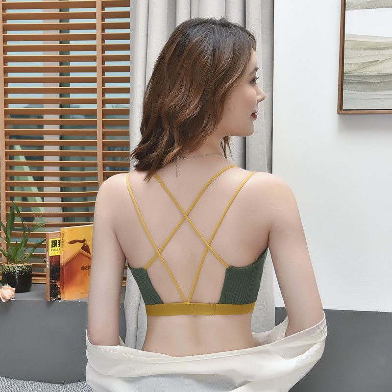 Áo Lót Cotton Không Gọng Dây Chéo Lưng Gợi Cảm Cho Nữ