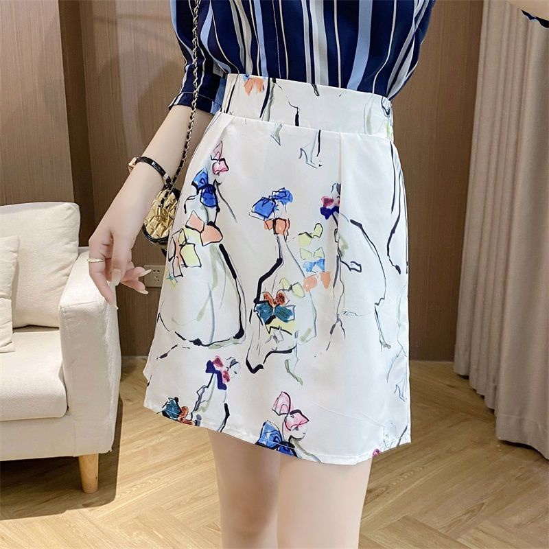 Hot Sale ~ Chân Váy Chữ a Lưng Cao Ôm Dáng In Họa Tiết Hoa Lót Mỏng Chống Lộ Hàng @