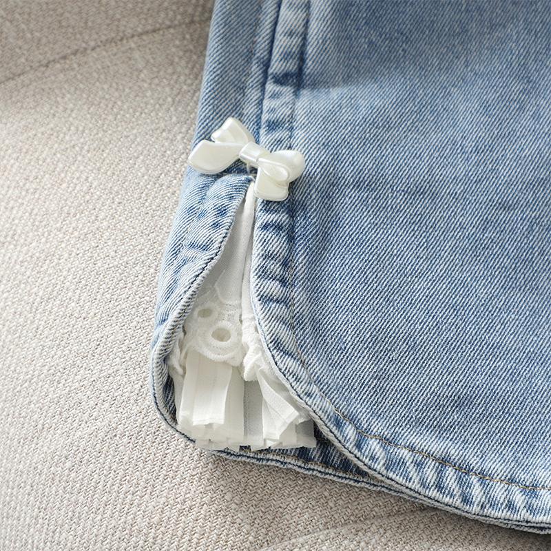 Quần Short Denim Giả Váy Dáng Rộng Phong Cách Thời Trang Mới 2023 Cho Bé Gái