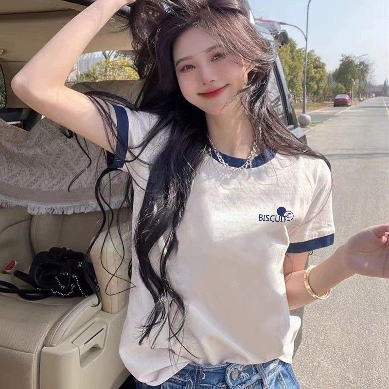 Áo Thun Cotton Mỏng Tay Ngắn Dáng Rộng Màu Trắng Phong Cách Mùa Hè Mới Cho Nữ