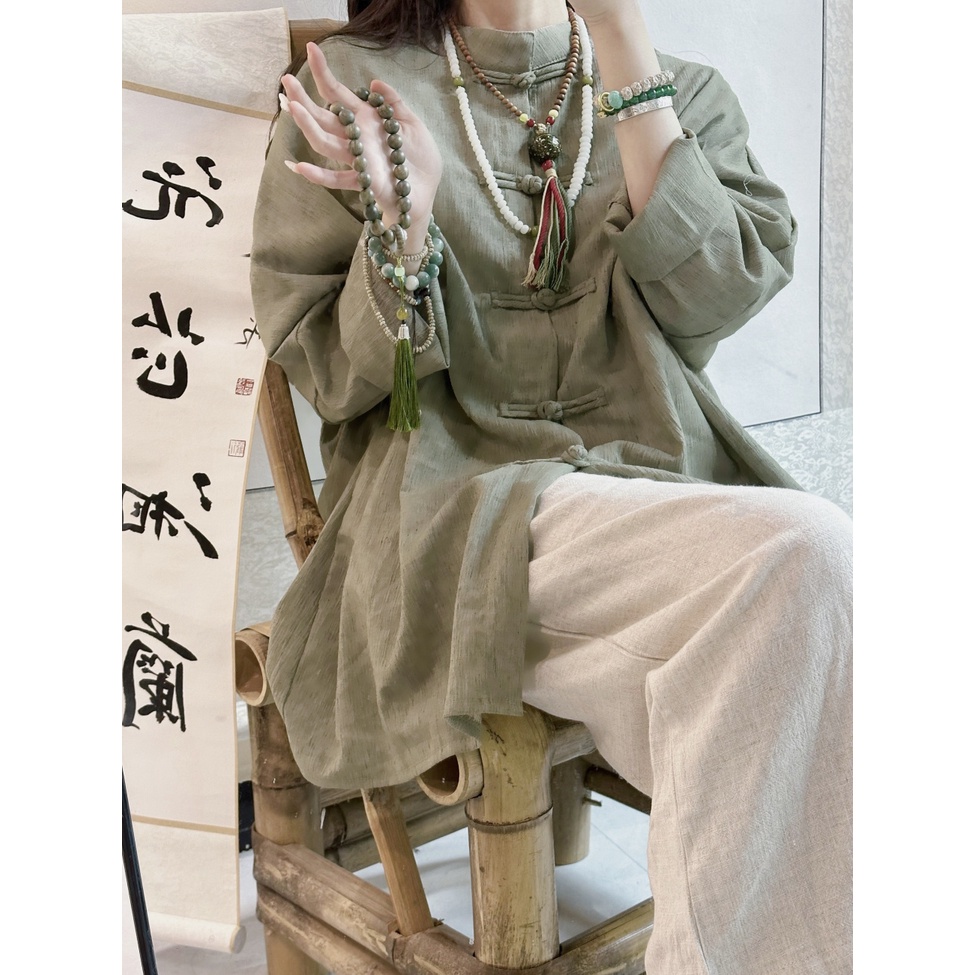 Áo Sơ Mi Dáng Rộng Cài Nút Phong Cách Trung Hoa Cổ Điển Thời Trang Mùa Xuân Hàng Mới Dành Cho Bạn Nữ 7.13