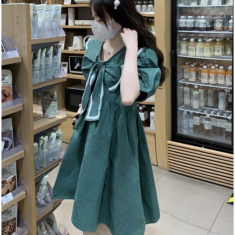 Đầm Chữ a Cổ Thủy Thủ Thắt Nơ Eo Nhỏ Nhắn Dễ Thương Ngọt Ngào Thời Trang Mùa Hè Dành Cho Nữ Sinh