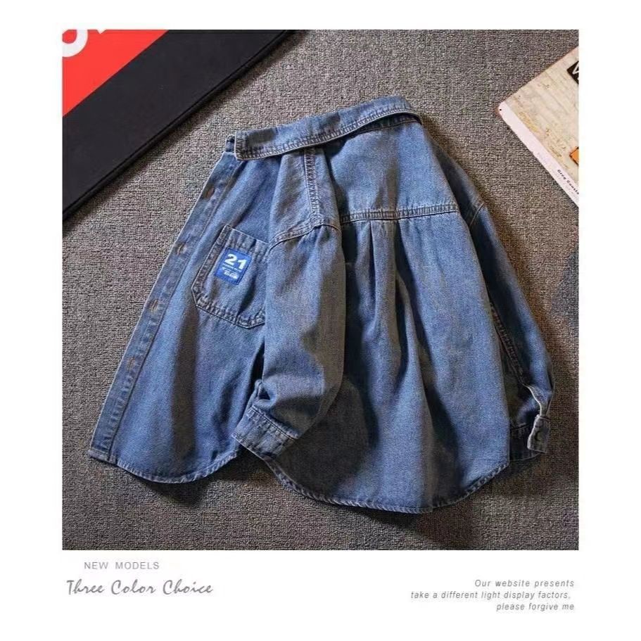 Hàng Mới Về Áo Sơ Mi Denim Phong Cách Hàn Quốc Thời Trang Xuân Thu Mới 2023 Cho Bé Trai