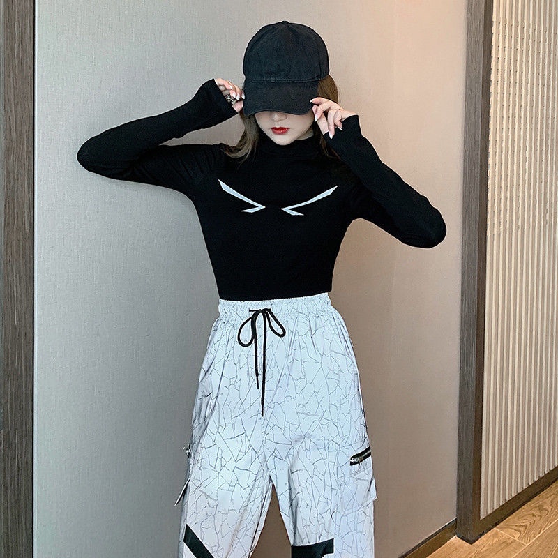 Quần Yếm Phản Quang Phong Cách Harajuku Mẫu Mới 2023 Thời Trang Mùa Xuân Cho Nữ