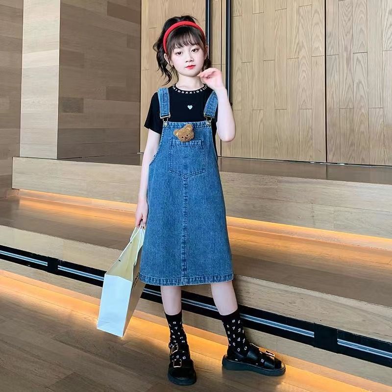 ~ Váy Yếm Denim Hai Dây Cỡ Vừa Thời Trang Mới 2023 Dành Cho Bé Gái