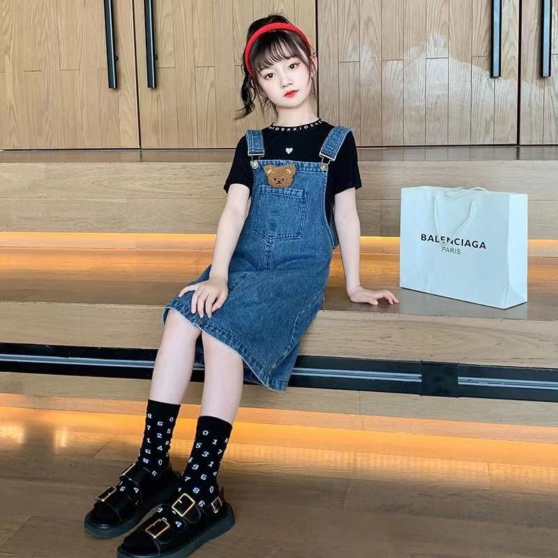 ~ Váy Yếm Denim Hai Dây Cỡ Vừa Thời Trang Mới 2023 Dành Cho Bé Gái