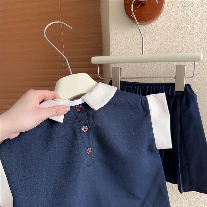 Set Áo Và Chân Váy Xếp Ly Phong Cách Preppy Hàn Quốc Mới 2023 Cho Bé Gái