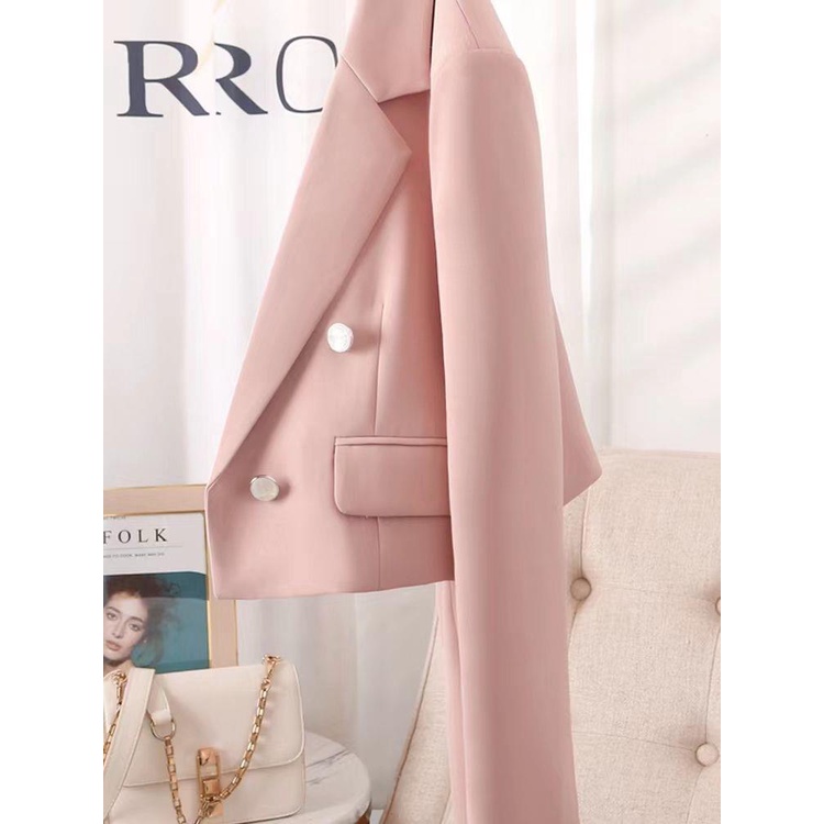 Áo Khoác Vest Mỏng Màu Hồng Thời Trang Xuân Thu 2023 Cao Cấp Cho Nữ