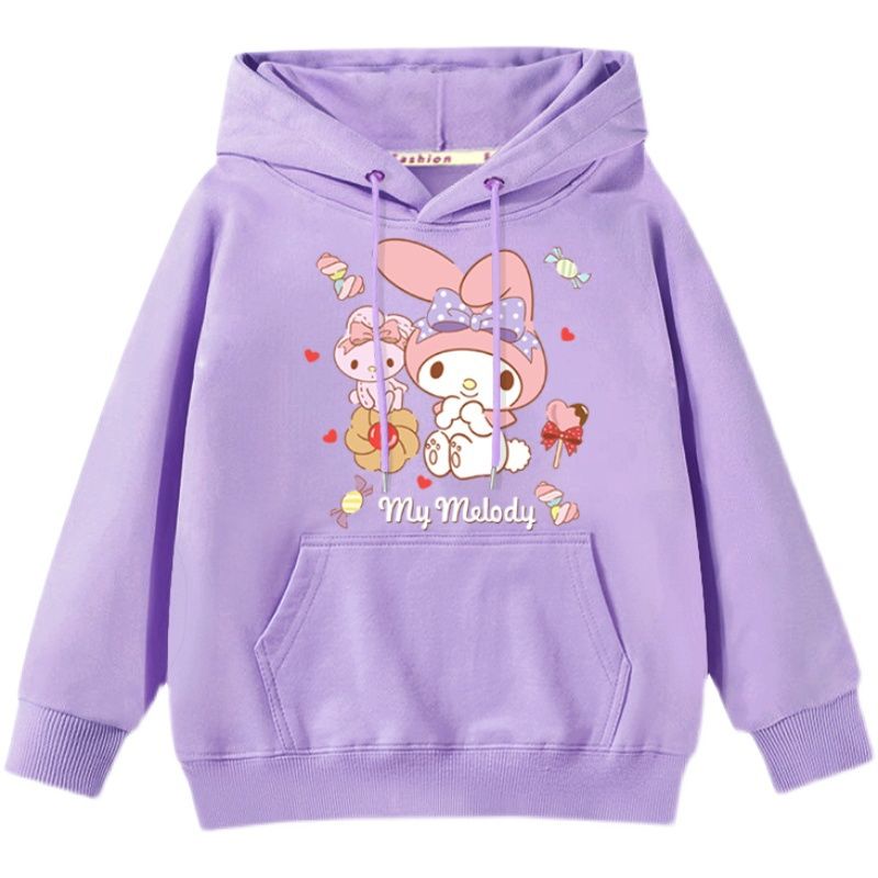 Áo Hoodie Nỉ Mỏng Tay Dài In Hình Melody Kuromi Dễ Thương Thời Trang 2023 Cho Bé Gái