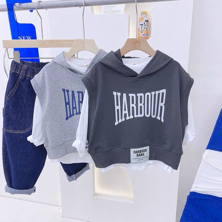 Hàng Mới Về Áo Hoodie Giả Hai Lớp Tay Dài Thời Trang Hàn Quốc 2023 Dành Cho Bé Trai