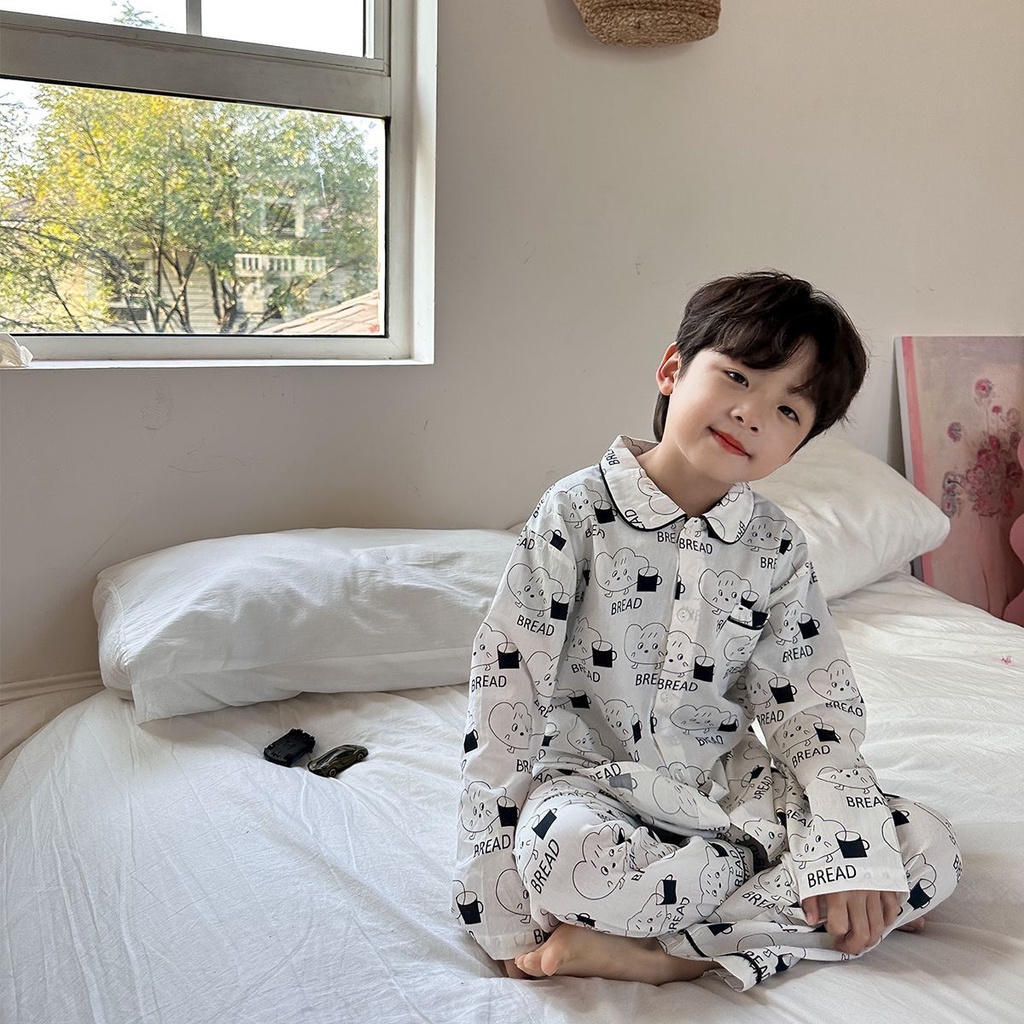 Boys 'pyjama trẻ em xuân thu 2023 phong cách mới phim hoạt hình thời trang vừa lớn bộ đồ trẻ em thường bé trai dài tay đồ mặc nhà