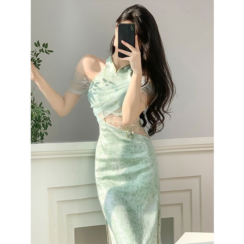 Đầm Sườn Xám Cách Tân Thiết Kế Mới Trung Hoa Cách Tân Siêu Mỏng Cổ Tích Niche [Niche