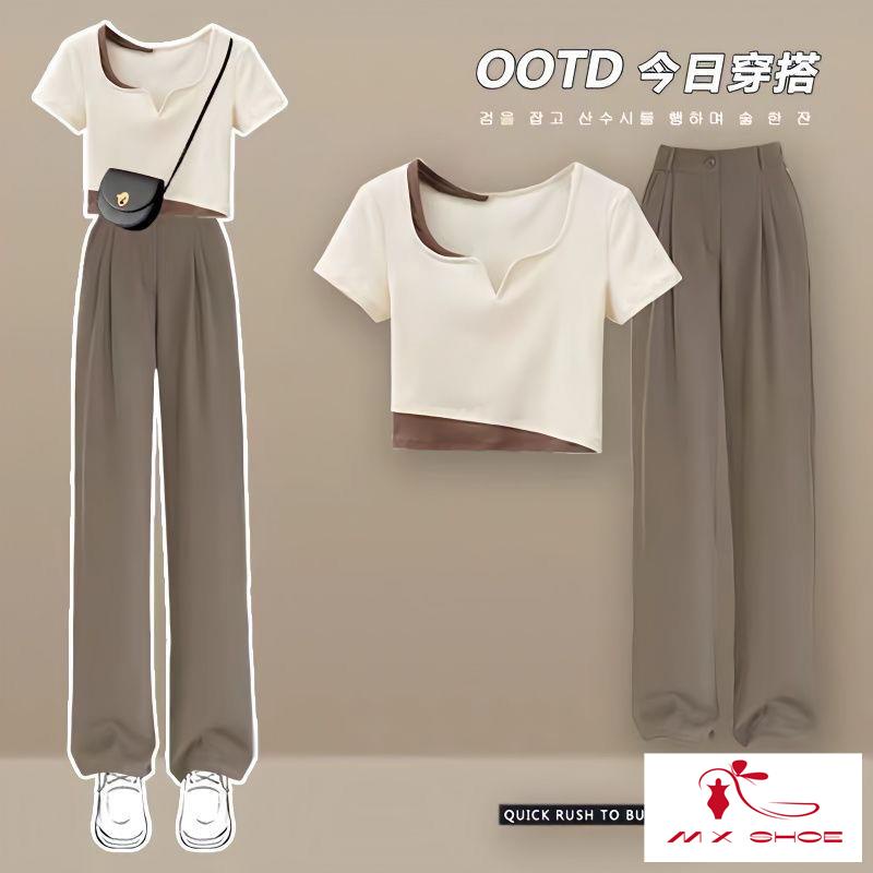 Set Áo Thun Tay Ngắn Và Quần Dài Thời Trang Mùa Hè 2023 Cho Nữ