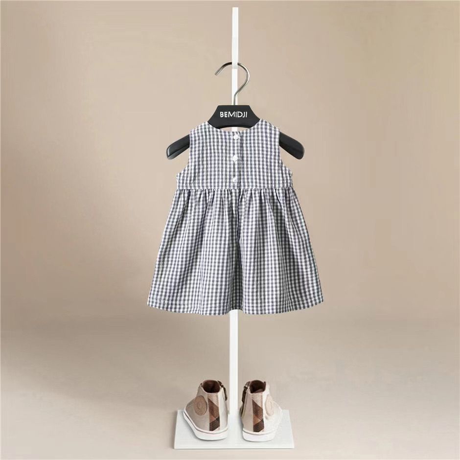 Đầm Không Tay Cổ Tròn Phong Cách Phương Tây Thời Trang Mùa Hè Mới 2023 Dành Cho Bé Gái