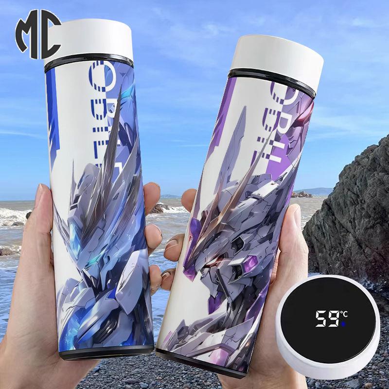 (((mc) Gundam warrior merchandise cốc giữ nhiệt thông minh dung tích lớn thép không gỉ nhỏ di động nhẹ với hiển thị nhiệt độ cốc nước bình đựng nước