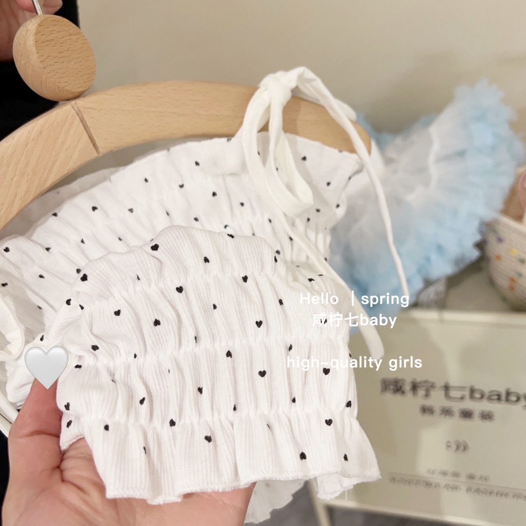 Áo Thun Không Tay Xếp Ly Thắt Nơ Dễ Thương Dành Cho Bé