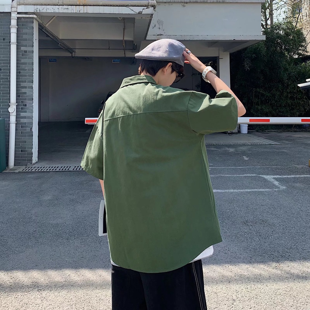 Áo Sơ Mi Tay Lỡ Dáng Rộng Phong Cách Nhật Hàn Thời Trang Cho Nam