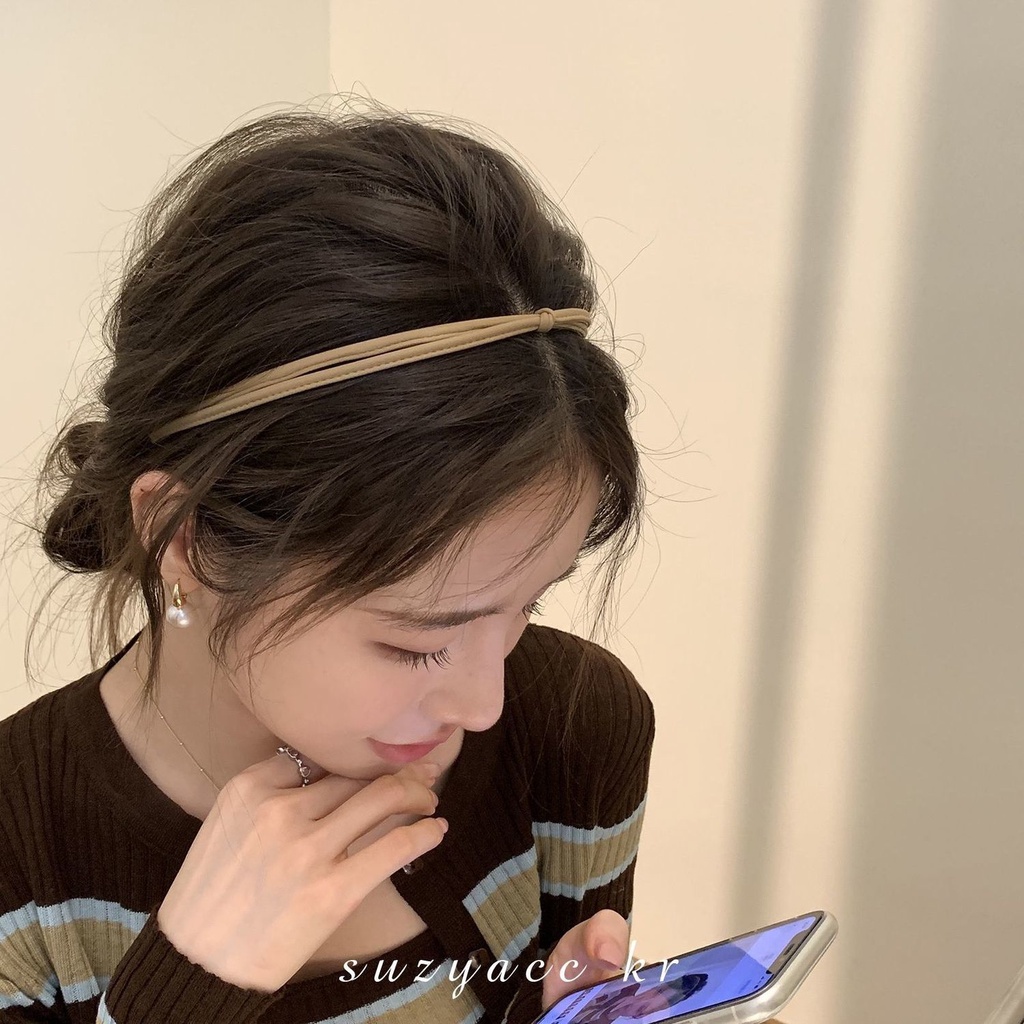 Băng Đô Da Siêu Nhẹ Thắt Nút Phong Cách Hepburn Đơn Giản Sang Trọng