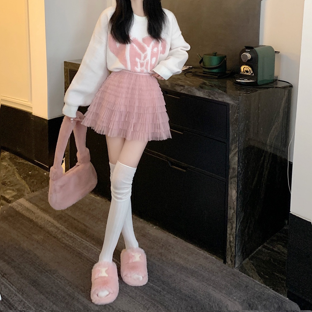 JSC Jiashucheng Chân Váy Chữ A Lưng Cao Dáng Ôm Vải Gạc Thiết Kế Nhiều Tầng Ngọt Ngào Cao Cấp Dành Cho Bạn Nữ