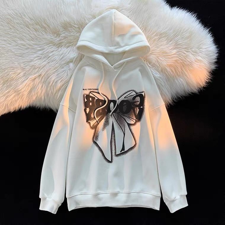 Áo Khoác Hoodie In Hình Phân Tử Phân Tử casaco Thắt Nơ Phong Cách Retro Hip Hop Thời Trang Mùa Thu Dành Cho Nữ