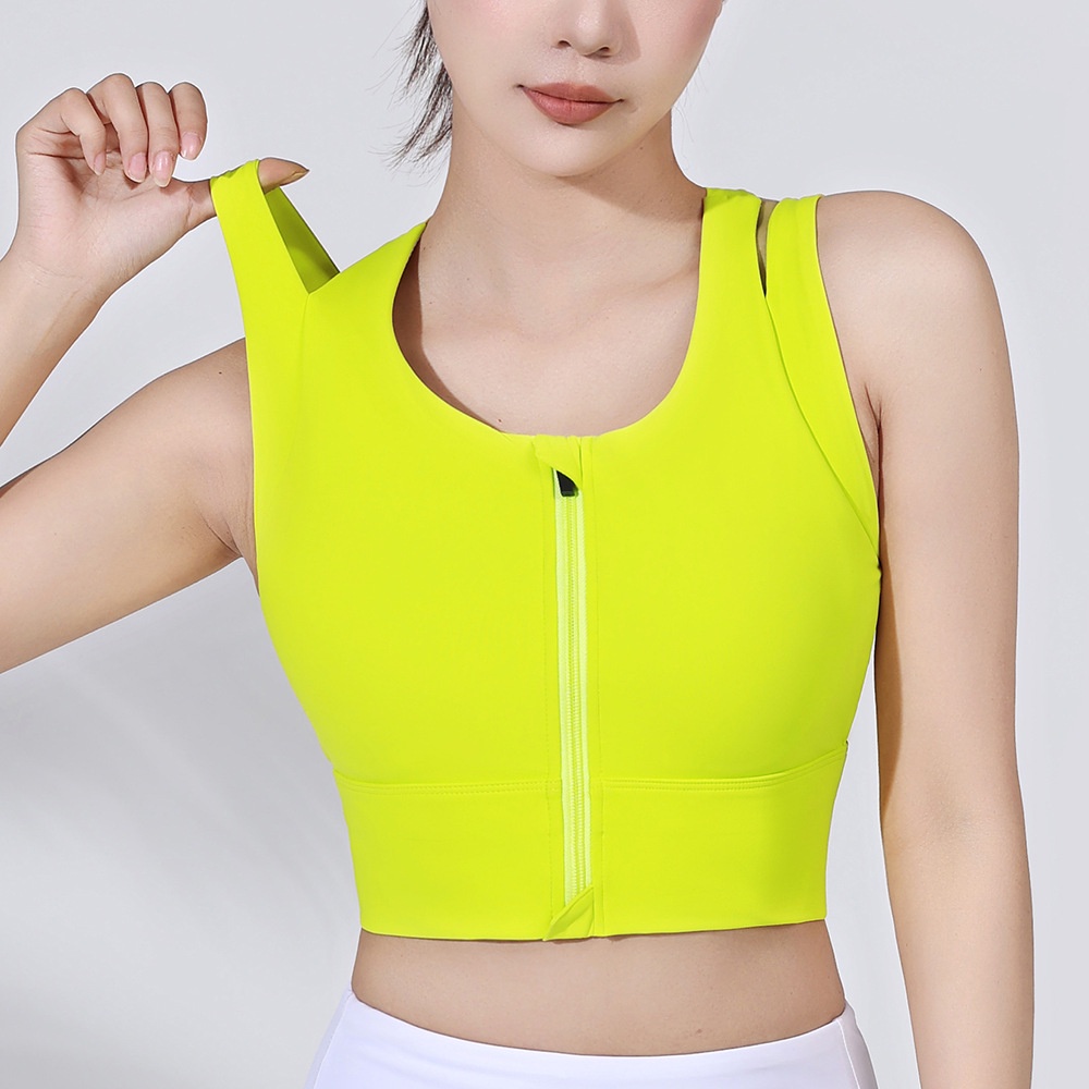 Áo Ngực Thể Thao Một Mảnh Có Đệm Ngực Khóa Kéo Trước