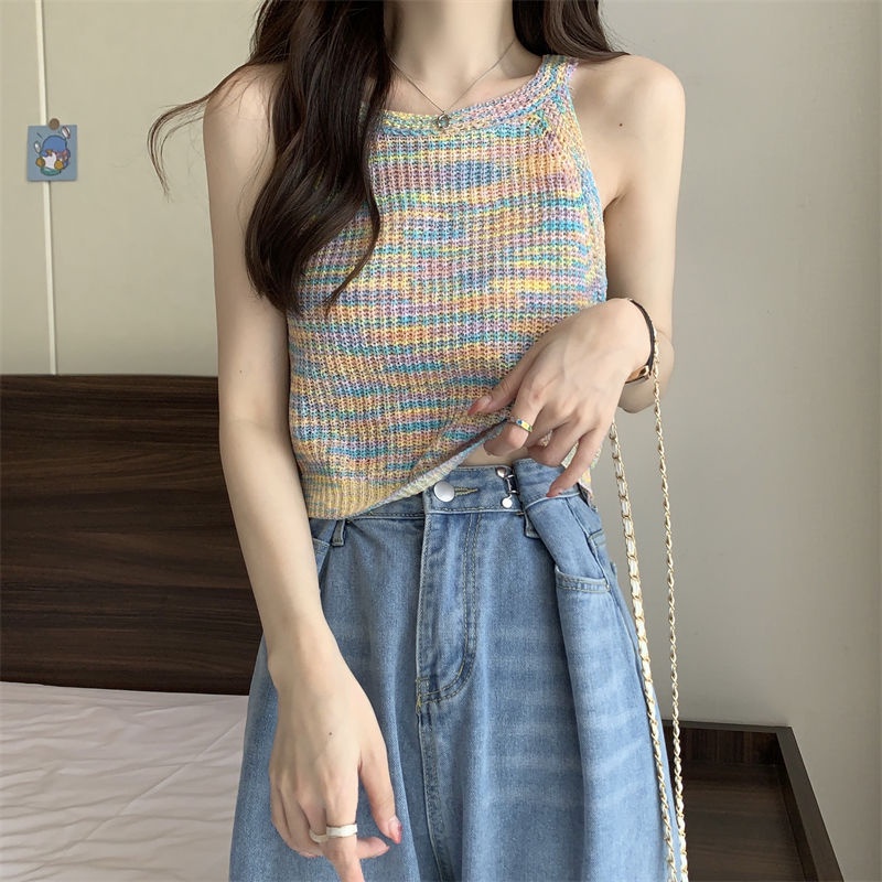 Áo Dệt Kim Hai Dây Thời Trang Mùa Hè Dành Cho Nữ