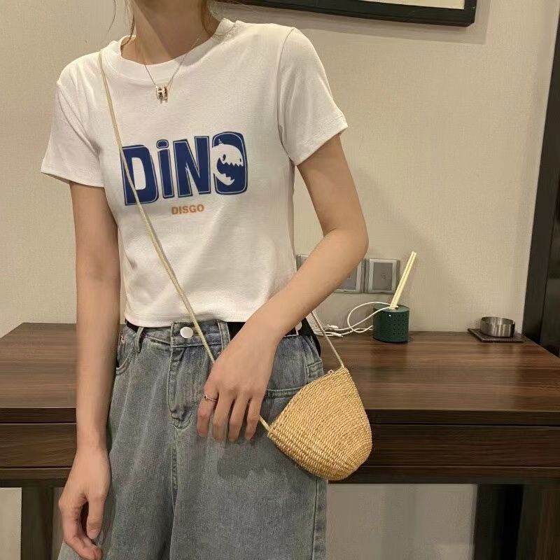 Áo Thun Cotton Ngắn Tay Phong Cách Preppy Retro Mùa Hè Cho Nữ