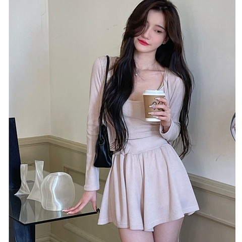 Bộ Đồ Thể Thao Áo Khoác Cardigan Chống Nắng Phối Váy Ngắn Thoải Mái Thời Trang Xuân Hè Cho Bạn Gái