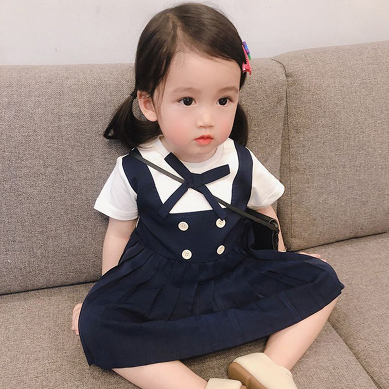 Đầm Ngắn Tay Xếp Ly Kiểu Công Chúa Đáng Yêu Dành Cho Bé Gái