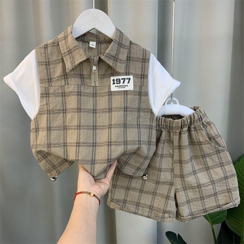 Set Đồ Mùa Hè Hai Món Gồm Áo Tay Cộc Phong Cách Thời Trang Mới 2023 Cho Bé Trai