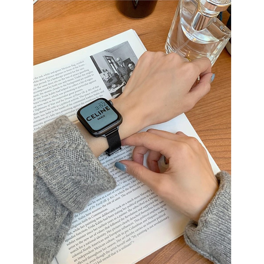 Monna Dây Đồng Hồ Đeo Tay Kim Loại Ôm Vừa Vặn Đơn Giản Dễ Phối Đồ Cho iwatch2345678Dây Đeo Thay Thế Chất Liệu Silicon Màu Trơn Cho Apple Watch Se