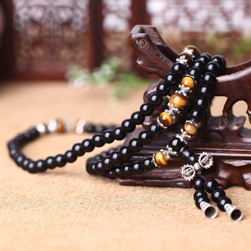 Vòng Tay Chuỗi 108 Hạt Đá Mắt Hổ 6.9 Thời Trang Cho Cặp Đôi