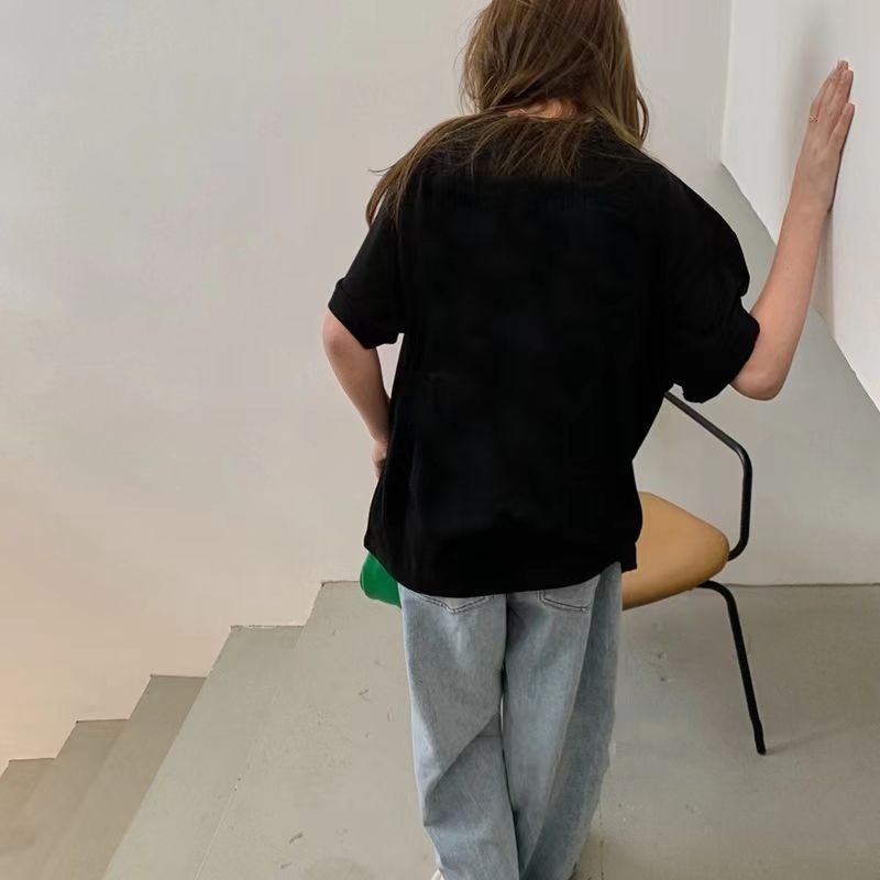 M & H ~  Áo Thun Cotton Nguyên Chất Ngắn Tay In Chữ Phong Cách Mới 2023 Cho Bé Gái