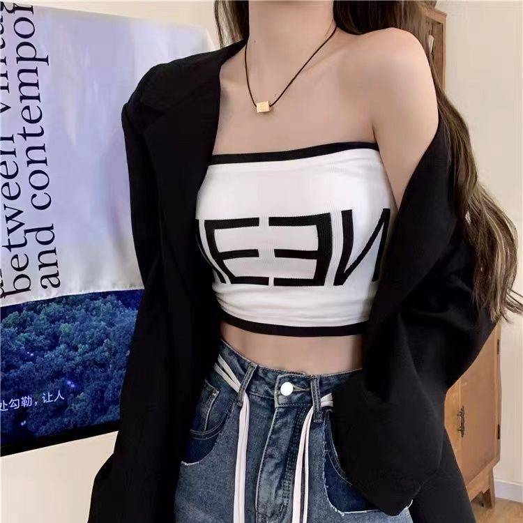 Hàng Mới Về Bán Chạy ~ Áo Ống Không Dây In Chữ Phong Cách Bán Chạy Cho Nữ