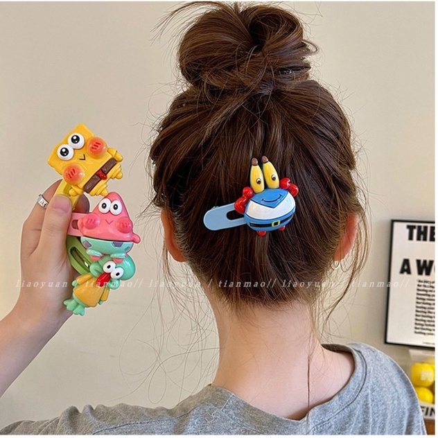 Kẹp Tóc Nữ Hình SpongeBob Phong Cách Hàn Quốc Nhật Bản Dễ Thương Mới