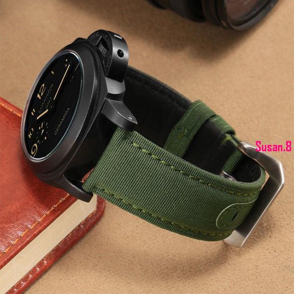 Dây Đeo Đồng Hồ Bằng Vải Bạt Nilon Màu Xanh Quân Đội 24mm Có Khóa Chốt Cho Panerai PAM111 441