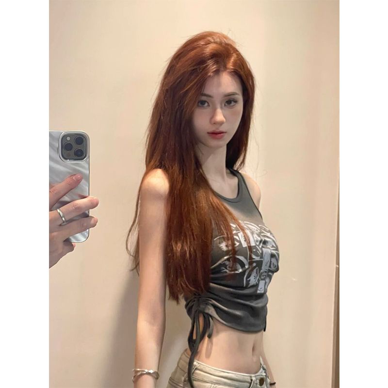 Hot Sale ~ Áo Hai Dây Ngắn Hở Rốn Không Tay In Họa Tiết Mắt Sáng Tạo Phong Cách Retro Thời Trang Nữ Hot Girl