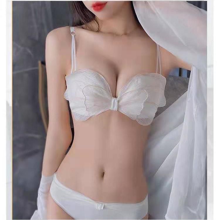 Áo Ngực Nhỏ Không Dây Thêu Họa Tiết Đính Nơ Phong Cách Mới Cho Nữ