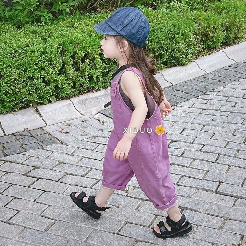 Quần Yếm Dài Màu Trơn Phong Cách Hàn Quốc Thời Trang Xuân Thu 2023 Mới Cho Bé Gái