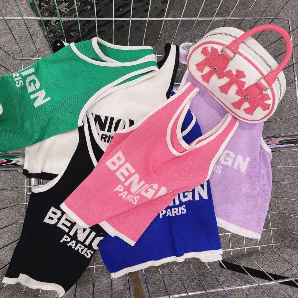 Áo Hai Dây Dệt Kim Màu Trơn In Chữ Phong Cách Hàn Quốc Thời Trang Mùa Hè Hàng Mới 100kg Dành Cho Búp Bê Barbie / Barbiecore