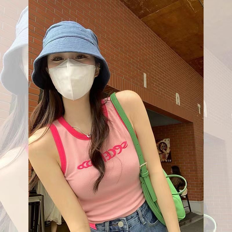 Áo Thun Không Tay Dáng Ôm Màu Hồng Trơn Phong Cách Mùa Hè Cho Nữ