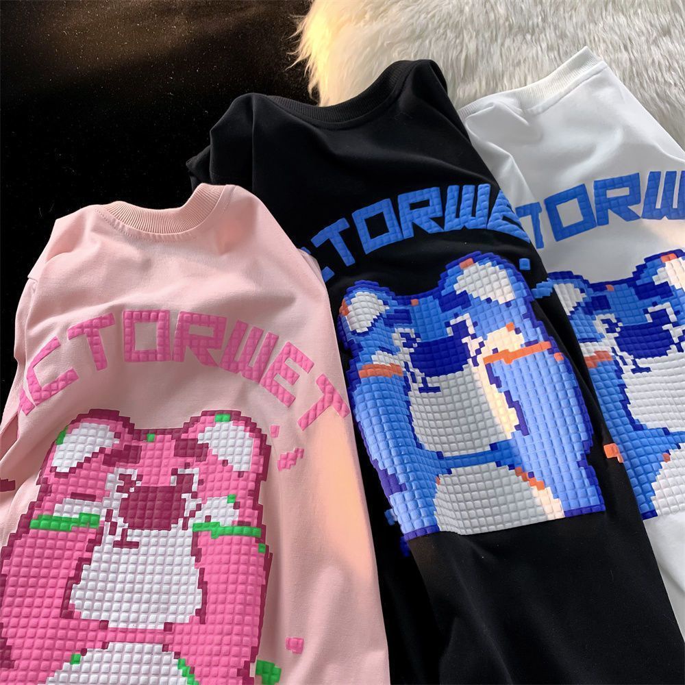 Áo Thun Thể Thao Sát Nách Dáng Rộng Vải Lụa Lạnh In Hoạt Hình Gấu / Búp Bê Barbie Kiểu Hip-Hop Thời Trang Mùa Hè Cho Nam Và Nữ