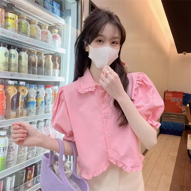 Áo Sơ Mi Ngắn Tay Phồng Cổ Búp Bê Thời Trang Mùa Hè Dành Cho Nữ