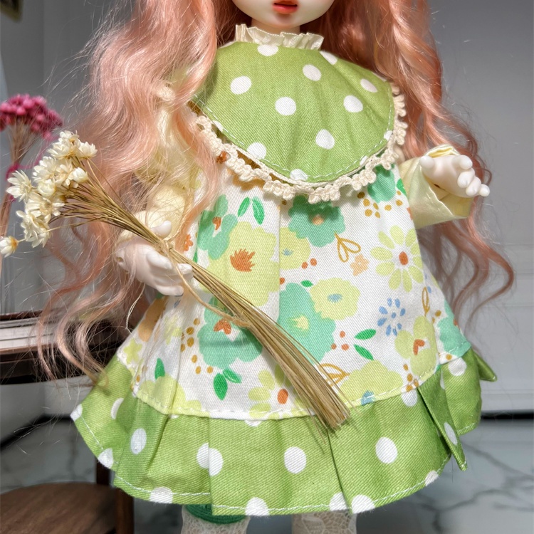 Đầm Hoa Màu Xanh Lá 6 Điểm 30cm bjd 1: 6SD 6 Điểm Cho Bé Gái 30cm Tỉ Lệ 1: 6SD Áo Thun Tay Ngắn 6.8.8Cm Thời Trang Cho Bé