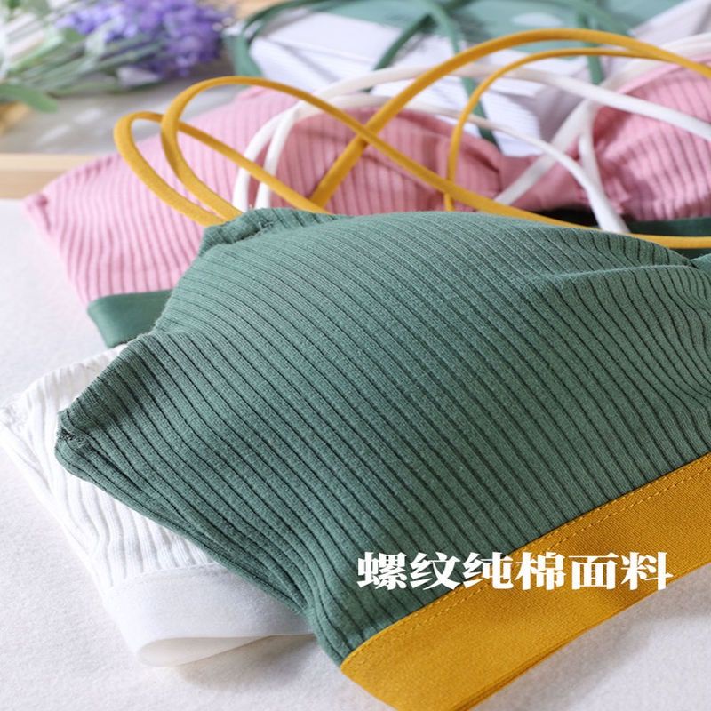 Áo Lót Cotton Không Gọng Dây Chéo Lưng Gợi Cảm Cho Nữ