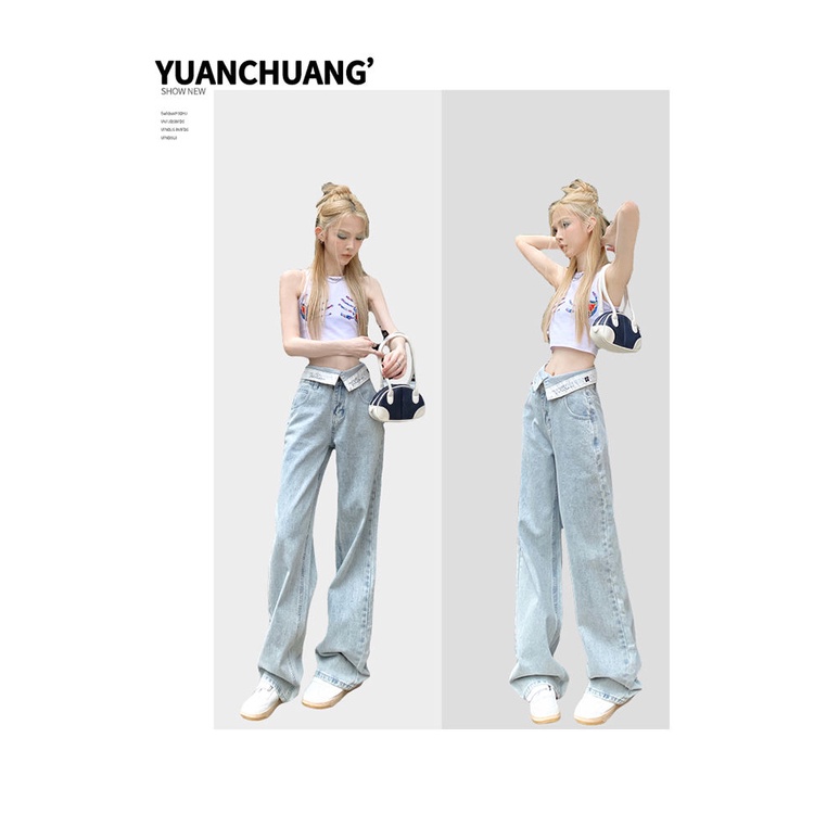 Quần Jean Ống Rộng Thẳng Phong Cách Mỹ Mùa Hè Cao Cấp Kiểu Mới Cho Nữ