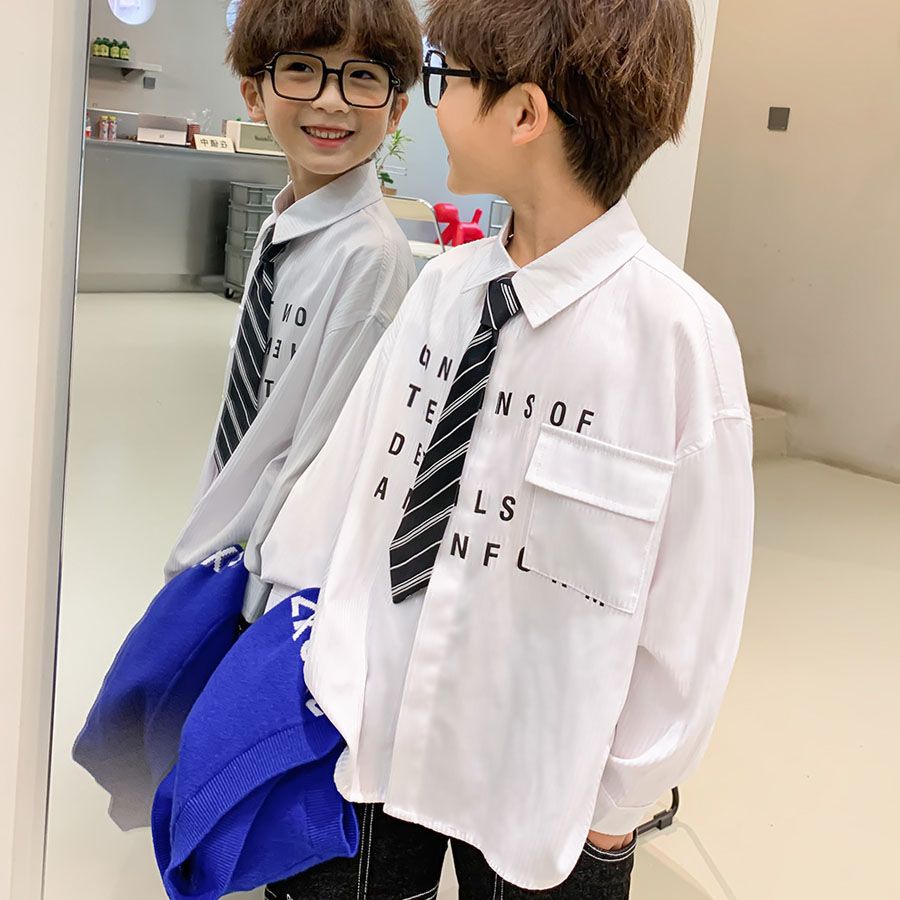 Hàng Mới Về Mới Áo Sơ Mi Tay Dài Phong Cách Preppy Hàn Quốc 2022 Cho Bé Trai