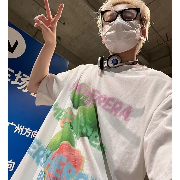 Áo Thun Tay Ngắn Dáng Rộng In Chữ Màu Sắc Ngọt Ngào Thời Trang Mùa Hè Cho Nam Và Nữ