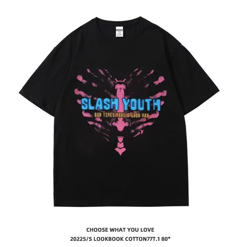 Áo Thun Tay Ngắn Dáng Rộng In Chữ Và Hình Trái Tim Thời Trang Mùa Hè