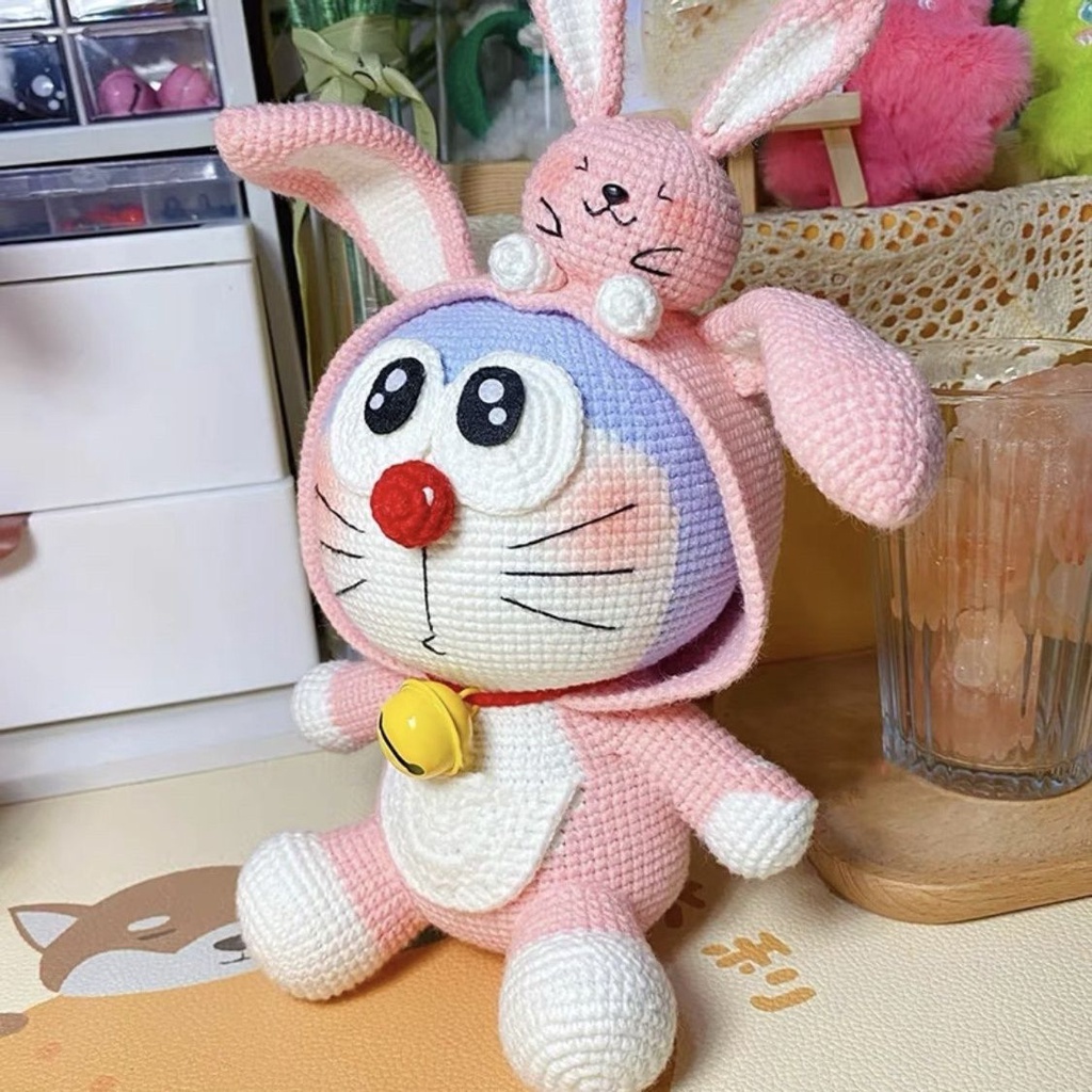 ☫♘Thú Nhồi Bông Hình Mèo Máy Doraemon Bằng Len diy